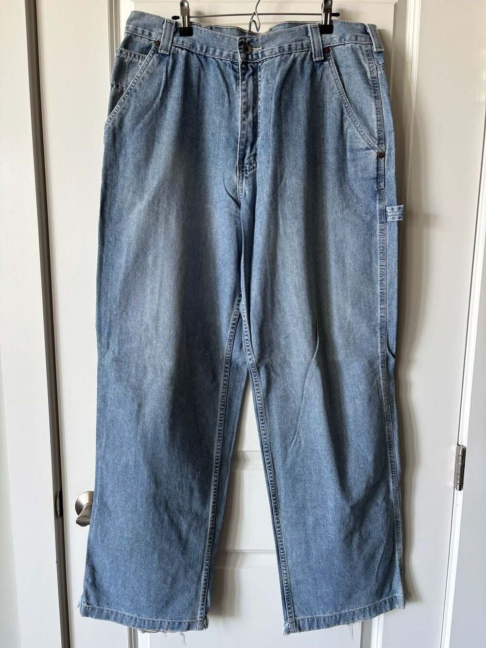 Abercrombie and Fitch 2002 VTG RARE Carpenter Denim Jeans Size 34L Light Wash